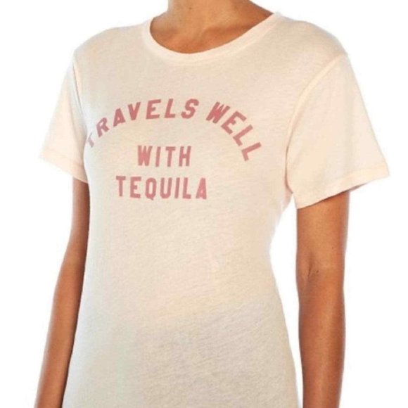 New Wildfox Con Tequila Keke Graphic Print Jersey Tee in Pink Salt NWT Small - Picture 2 of 10